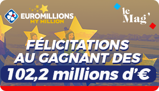 Euromillions – My Million, un gagnant remporte le Jackpot exceptionnel de 102 millions d’euros.