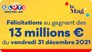Grand gagnant Super LOTO® du 31 décembre : 13 millions d’euros