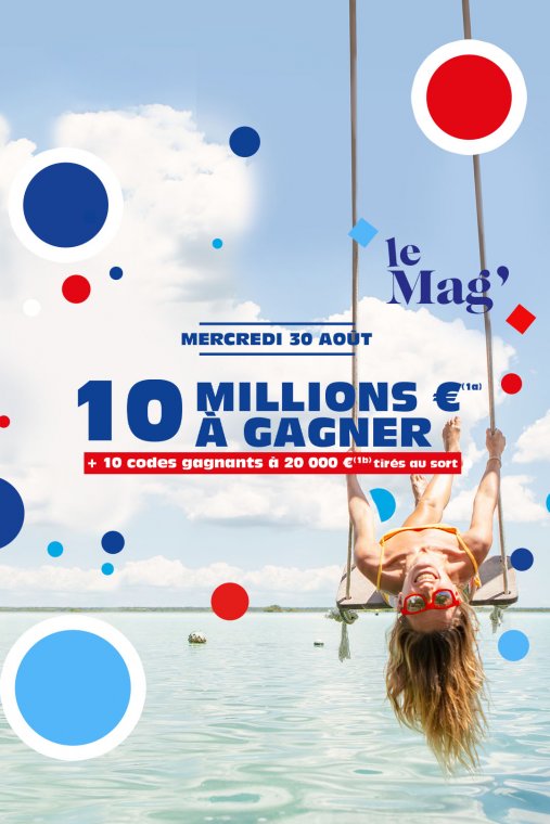 LOTO® du 30/08/23 : un jackpot de 10 M€ à gagner + 10 codes à 20 000€